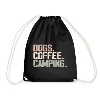 Hunde Kaffee Camping Lustige Camper - Turnbeutel - Schwarz - Vorne