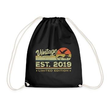 Vintage 2019 Awesome Since 2019 Gift 2019 Retro - Drawstring Bag - black - Front