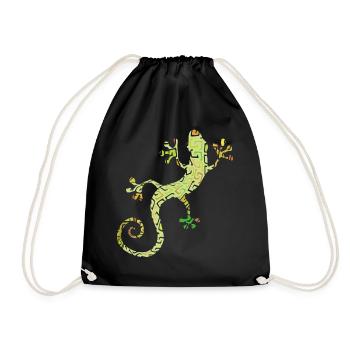 Green salamander or gecko - Drawstring Bag - black - Front