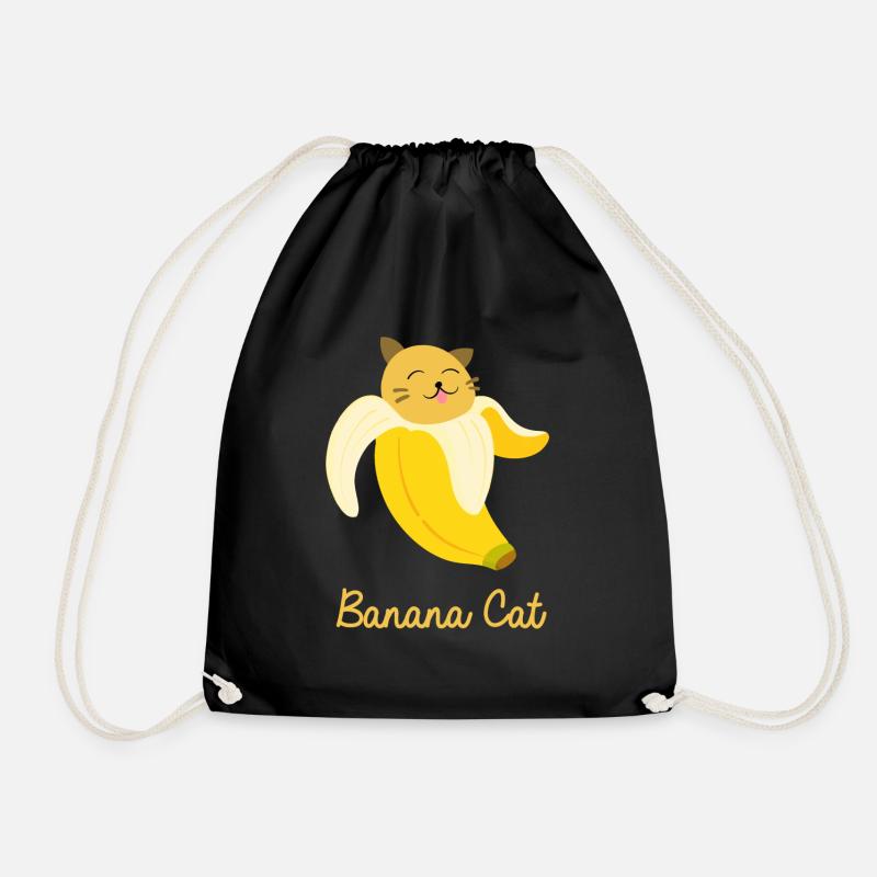 süße Bananenkatze - Turnbeutel - Schwarz
