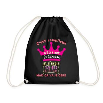 Princesse Et D'Avoir 18 Ans à la fois Mais ça va - Sac de sport léger - noir - Devant