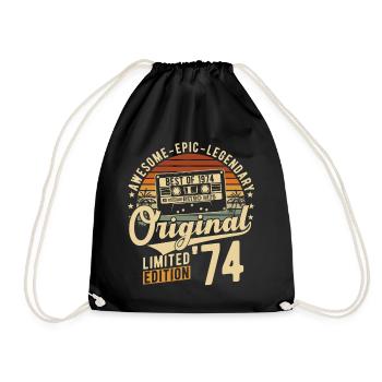 1974 Jahrgang Retro Vintage Geburstag Geschenk - Turnbeutel - Schwarz - Vorne