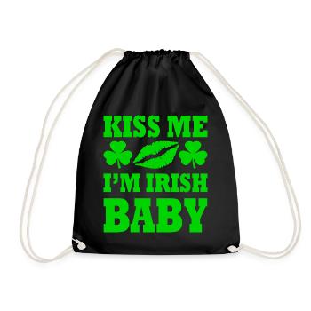 kiss me im irish baby - Drawstring Bag - black - Front