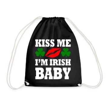 kiss me im irish baby - Drawstring Bag - black - Front