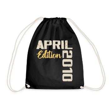 14 Year Anniversary April 2010 Birthday Gift - Drawstring Bag - black - Front