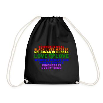 Love is Love Gay Pride LGBT Flag LGBTQ - Drawstring Bag - black - Front