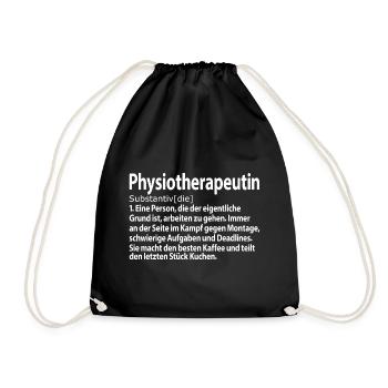 Physiotherapeutin Dankeschön Geschenkideen Angehen - Turnbeutel - Schwarz - Vorne