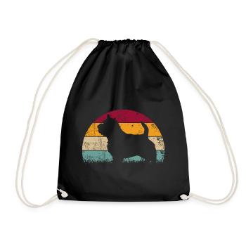 Norwich Terrier Dog Vintage Retro - Drawstring Bag - black - Front