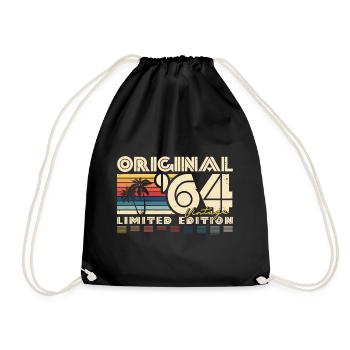 Original 1964 Vintage Birthday Vintage Retro - Drawstring Bag - black - Front