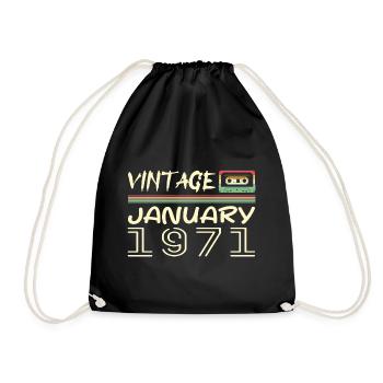 Vintage Janvier 1971 - Anniversaire Janvier 1971 - Sac de sport léger - noir - Devant