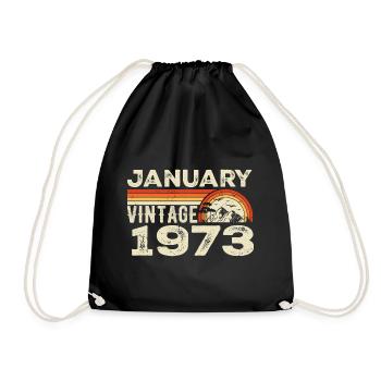 Januar 1973 Jahrgang Geburtstag 1973, Jahrgang 1973 - Turnbeutel - Schwarz - Vorne