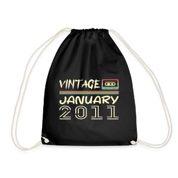 Vintage January 2011 - Birthday January 2011 - Drawstring Bag - black - Front