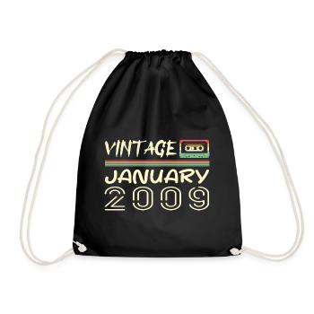 Vintage January 2009 - Anniversary January 2009 - Drawstring Bag - black - Front