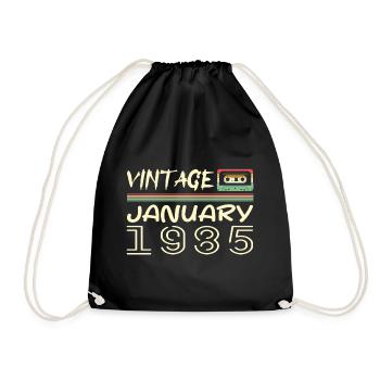 Vintage January 1985 - Birthday January 1985 - Drawstring Bag - black - Front