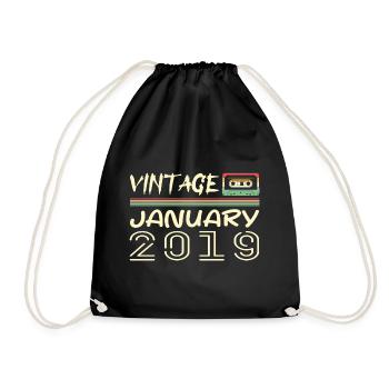 Vintage Janvier 2019 - Anniversaire Janvier 2019 - Sac de sport léger - noir - Devant