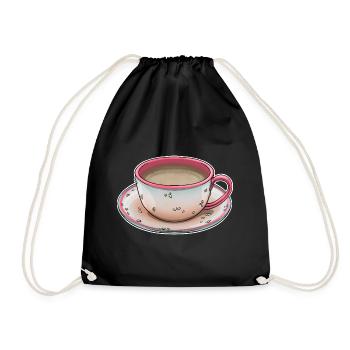 Tasse Kaffee - Turnbeutel - Schwarz - Vorne