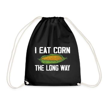 I Eat Corn The Long Way Inappropriate Embarrassing - Drawstring Bag - black - Front