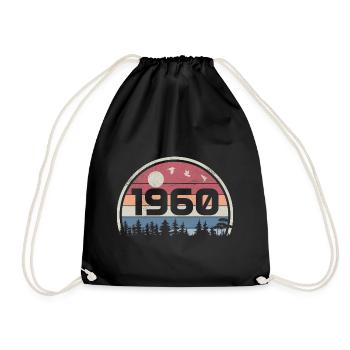 65. Geburtstag 1960 Retro Geburtstagsfeier 1960 - Turnbeutel - Schwarz - Vorne