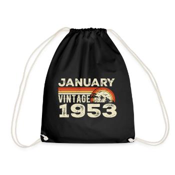 January 1953 Vintage Birthday 1953, Born in 1953 - Drawstring Bag - black - Front