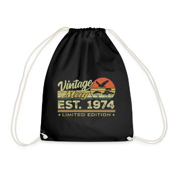 Birthday May 1974, born in May 1974 - May 1974 - Drawstring Bag - black - Front