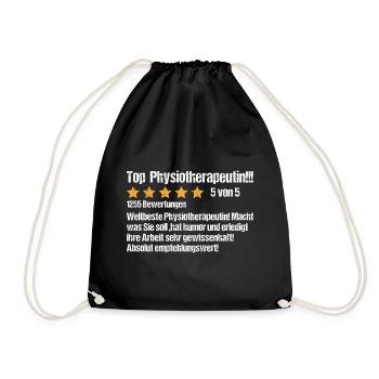 Physiotherapeutin Dankeschön Geschenkideen Angehen - Turnbeutel - Schwarz - Vorne