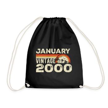 Janvier 2000 Vintage Anniversaire 2000, Né en 2000 - Sac de sport léger - noir - Devant