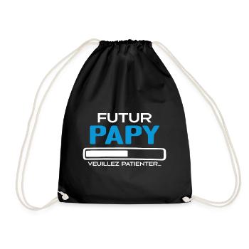 Futur Papy Veuillez Patienter - Idée Cadeau Papy - Sac de sport léger - noir - Devant