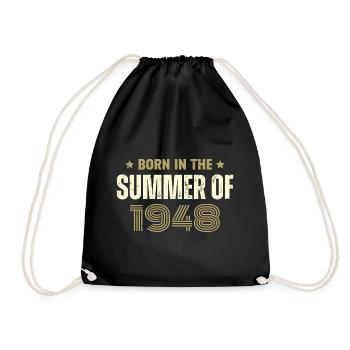 Jahrgang 1948 Jahrgang 1948 Geburtstagsgeschenk - Turnbeutel - Schwarz - Vorne