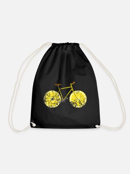 Fahrrad Obst Frucht Retro Vintage Grunge - Turnbeutel - Schwarz