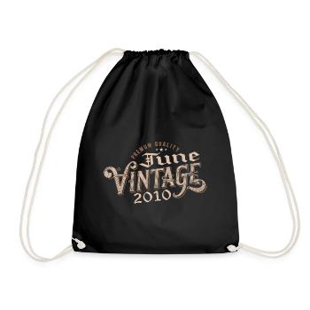 June 2010 Vintage 14th Anniversary Gift 2010 - Drawstring Bag - black - Front