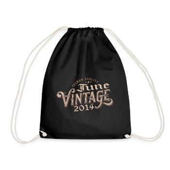 Juni 2014 Vintage Geschenk zum 10-jährigen Jubiläum 2014 - Turnbeutel - Schwarz - Vorne