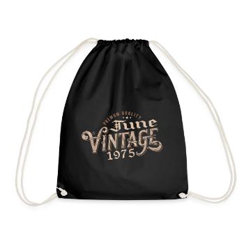 June 1975 Vintage 49th Anniversary Gift 1975 - Drawstring Bag - black - Front