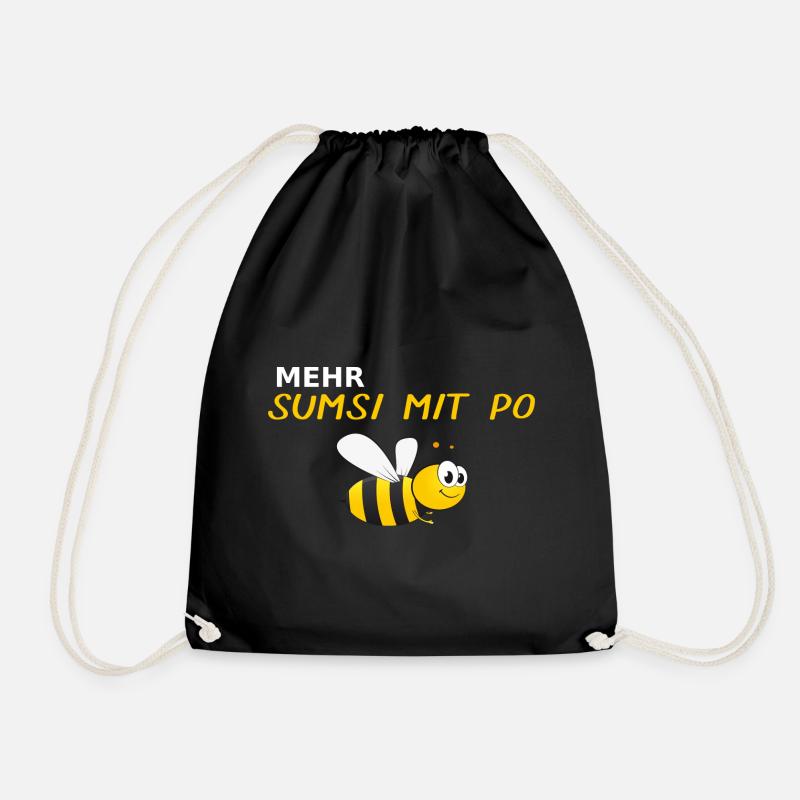 Lustiges BIenen Optimismus Sumsi mit Po Geschenk - Turnbeutel - Schwarz
