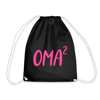Oma Hoch 2 Zweifache von zwei 2 Enkelkindern Pink - Turnbeutel - Schwarz - Vorne