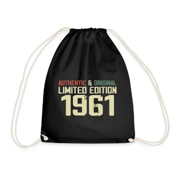 1961 Birthday Gift 1961 Vintage 1961 Retro - Drawstring Bag - black - Front