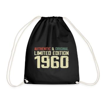 1960 Geburtstagsgeschenk 1960 Jahrgang 1960er Retro - Turnbeutel - Schwarz - Vorne