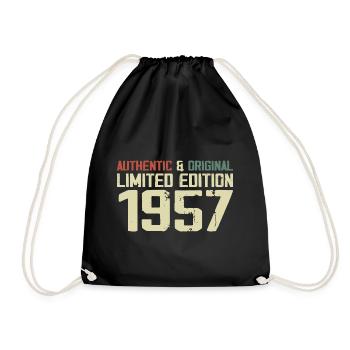 1957 Geburtstagsgeschenk 1957 Jahrgang 1957 Retro - Turnbeutel - Schwarz - Vorne