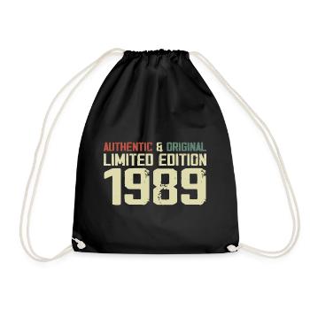 1989 Geburtstagsgeschenk 1989 Jahrgang 1989 Retro - Turnbeutel - Schwarz - Vorne