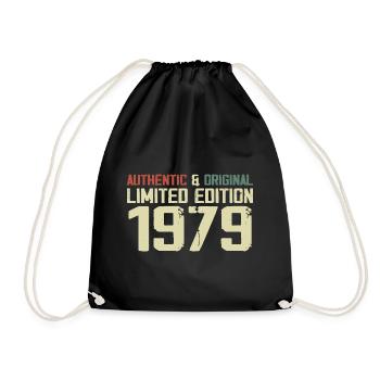 1979 Geburtstagsgeschenk 1979 Jahrgang 1979 Retro - Turnbeutel - Schwarz - Vorne
