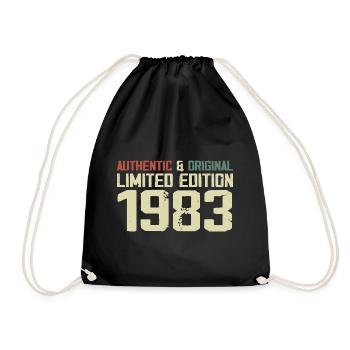 1983 Geburtstagsgeschenk 1983 Jahrgang 1983 Retro - Turnbeutel - Schwarz - Vorne