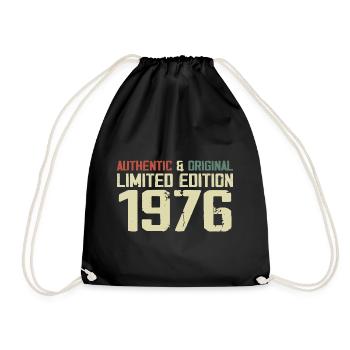 1976 Geburtstagsgeschenk 1976 Jahrgang 1976 Retro - Turnbeutel - Schwarz - Vorne