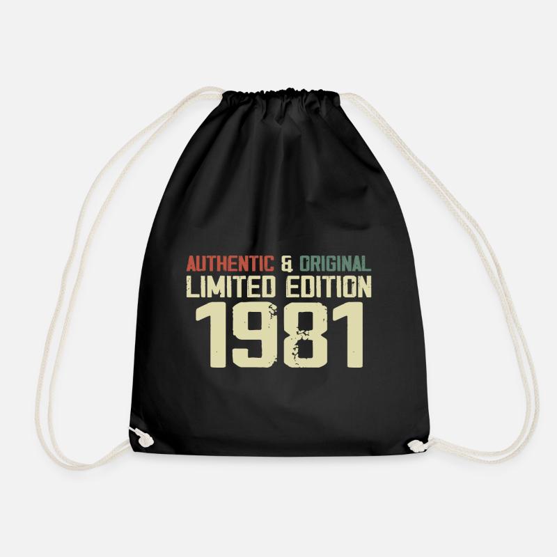 1981 Geburtstagsgeschenk 1981 Jahrgang 1981 Retro - Turnbeutel - Schwarz