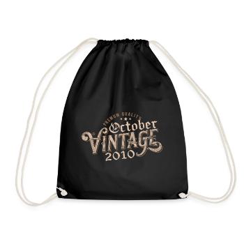 Octobre Cadeau D'anniversaire | Né en Octobre 2010 - Sac de sport léger - noir - Devant