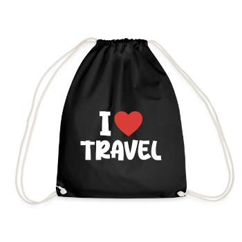I Love Travel - Drawstring Bag - black - Front