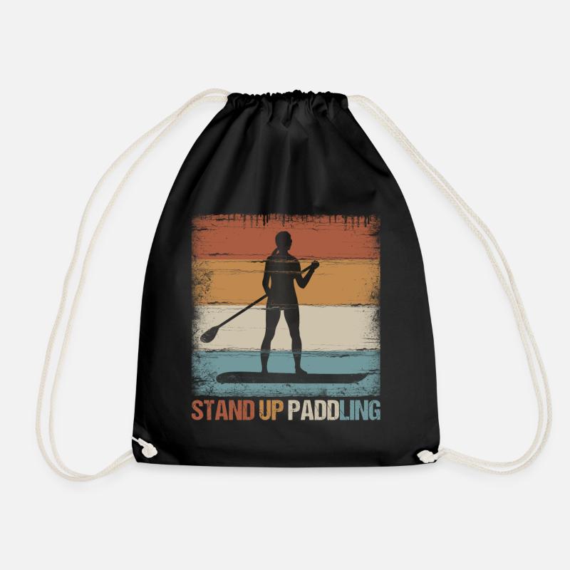 SUP stand up paddle stand up paddling woman gift - Drawstring Bag - black