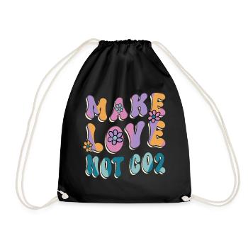 Make Love Not CO2 Retro Stil Klima Umweltschutz - Turnbeutel - Schwarz - Vorne
