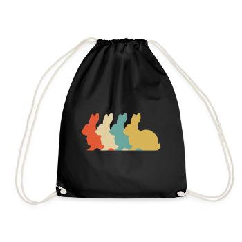 Retro Hase - Turnbeutel - Schwarz - Vorne
