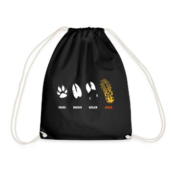 Fox, deer, wedge, hunter, step seal, track - Drawstring Bag - black - Front