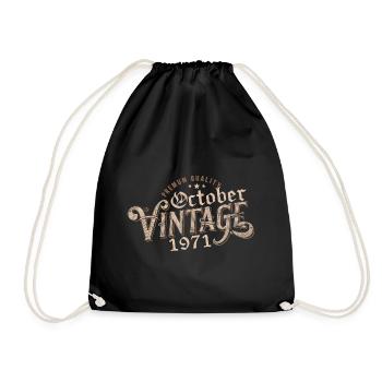 Octobre Cadeau D'anniversaire | Né en Octobre 1971 - Sac de sport léger - noir - Devant