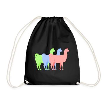 Llama alpaca - Drawstring Bag - black - Front